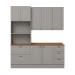 Cozinha Completa Americana 7 Portas 5 Gavetas 100% Mdf Cinza/Nature Ce758 - Henn