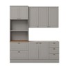 Cozinha Completa Americana 7 Portas 5 Gavetas 100% Mdf  Cinza/Nature - Henn