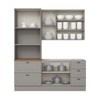 Cozinha Completa Americana 7 Portas 5 Gavetas 100% Mdf  Cinza/Nature - Henn