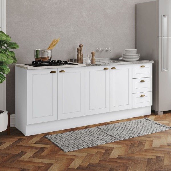 Cozinha Compacta Americana 4 Portas 3 Gavetas 100% Mdf Branco Ce760 - Henn