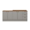 Cozinha Compacta Americana 4 Portas 3 Gavetas 100% Mdf Cinza/Nature Ce760 - Henn