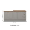 Cozinha Compacta Americana 4 Portas 3 Gavetas 100% Mdf Cinza/Nature Ce760 - Henn