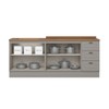 Cozinha Compacta Americana 4 Portas 3 Gavetas 100% Mdf Cinza/Nature Ce760 - Henn