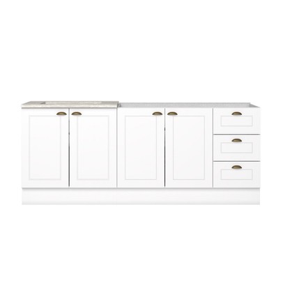 Cozinha Compacta Americana 4 Portas 3 Gavetas 100% Mdf Branco - Henn