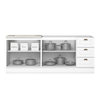 Cozinha Compacta Americana 4 Portas 3 Gavetas 100% Mdf Branco - Henn
