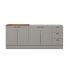 Cozinha Compacta Americana 4 Portas 3 Gavetas 100% Mdf Cinza/Nature - Henn