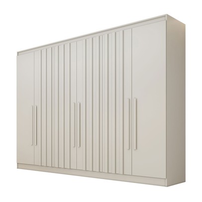Guarda-Roupa Solteiro Oxford 6 Portas 4 Gavetas Ripado 100% Mdf Off White - Mademarques