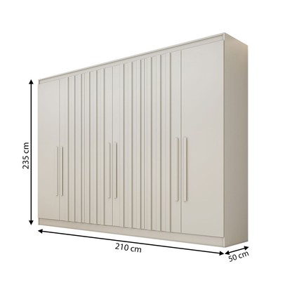 Guarda-Roupa Solteiro Oxford 6 Portas 4 Gavetas Ripado 100% Mdf Off White - Mademarques