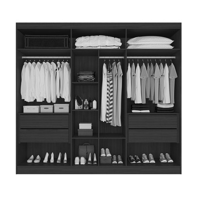 Guarda-Roupa Solteiro Oxford 6 Portas 4 Gavetas Ripado 100% Mdf Peroba/Off White - Mademarques
