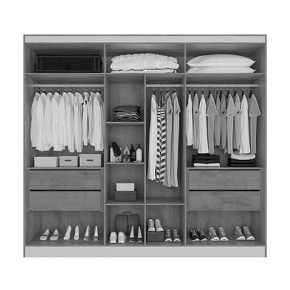 Guarda-Roupa Solteiro Oxford 6 Portas 4 Gavetas com Espelho Ripado 100% Mdf Peroba - Mademarques