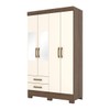 Guarda-Roupa Solteiro Fabuloso 4 Portas 2 Gavetas com Espelho Castanho/Off White - Henn