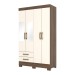 Guarda-Roupa Solteiro Fabuloso 4 Portas 2 Gavetas com Espelho Castanho/Off White - Henn