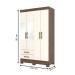 Guarda-Roupa Solteiro Fabuloso 4 Portas 2 Gavetas com Espelho Castanho/Off White - Henn