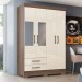 Guarda-Roupa Solteiro Fabuloso 4 Portas 2 Gavetas com Espelho Castanho/Off White - Henn