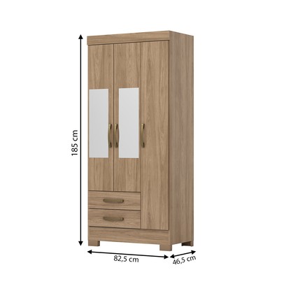 Guarda-Roupa Solteiro 3 Portas 2 Gavetas com Espelho Jequitibá Brilho Be16 - Briz