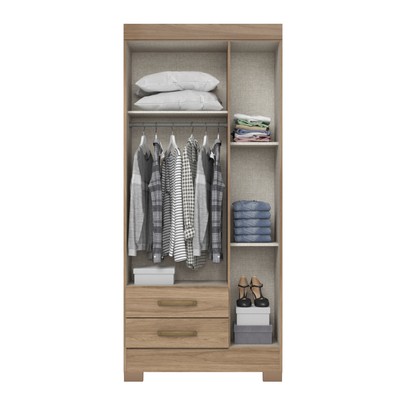 Guarda-Roupa Solteiro 3 Portas 2 Gavetas com Espelho Jequitibá Brilho Be16 - Briz