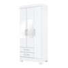 Guarda-Roupa Solteiro 3 Portas 2 Gavetas com Espelho Branco/Rosa Be16 - Briz