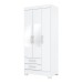 Guarda-Roupa Solteiro 3 Portas 2 Gavetas com Espelho Branco/Rosa Be16 - Briz