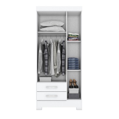 Guarda-Roupa Solteiro 3 Portas 2 Gavetas com Espelho Branco/Rosa Be16 - Briz