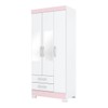 Guarda-Roupa Solteiro 3 Portas 2 Gavetas com Espelho Branco/Rosa Be16 - Briz
