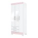 Guarda-Roupa Solteiro 3 Portas 2 Gavetas com Espelho Branco/Rosa Be16 - Briz