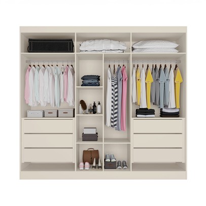 Guarda-Roupa Oxford 6 Portas 6 Gavetas com Ripado 100% Mdf Off White - Mademarques