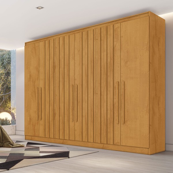 Guarda-Roupa Oxford 6 Portas 6 Gavetas com Ripado 100% Mdf Peroba - Mademarques