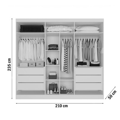 Guarda-Roupa Oxford 6 Portas 6 Gavetas com Ripado 100% Mdf Peroba - Mademarques