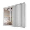 Guarda-Roupa Casal Atlanta 2 Portas 4 Gavetas Ripado com Espelho Branco Acetinado - Mademarques