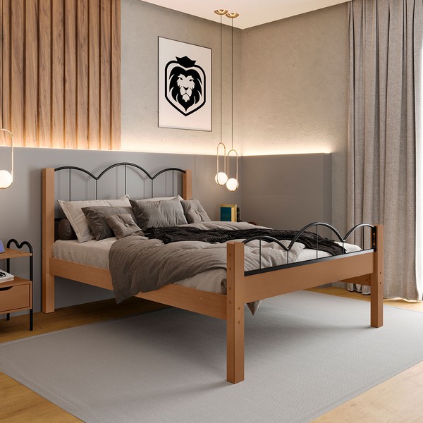 Cama de Casal Oasis Preto/Nature - Art Panta