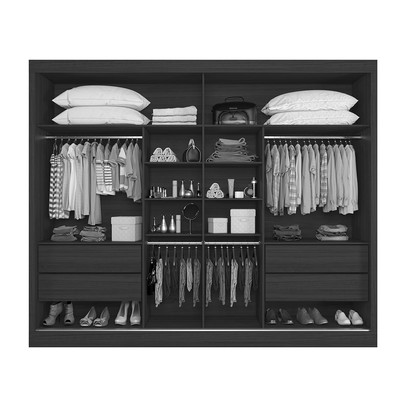 Guarda-Roupa Casal Atlanta 2 Portas 4 Gavetas com Ripado 100% Mdf Peroba - Mademarques