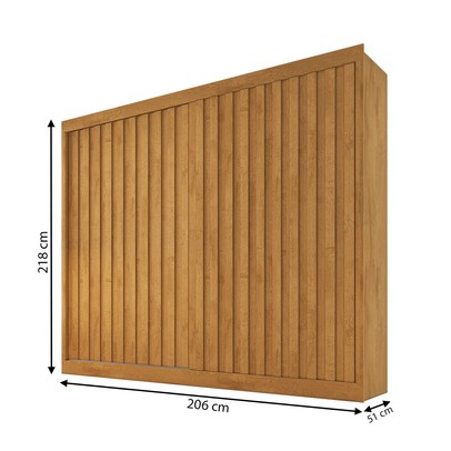 Guarda-Roupa Casal Atlanta 2 Portas 4 Gavetas com Ripado 100% Mdf Peroba - Mademarques