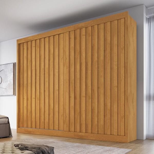 Guarda-Roupa Casal Atlanta 2 Portas 4 Gavetas com Ripado 100% Mdf Peroba - Mademarques