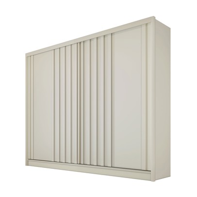 Guarda-Roupa Solteiro Galati 2 Portas 4 Gavetas 100% Mdf com Ripado Off White - Mademarques