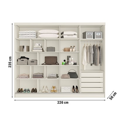 Guarda-Roupa Solteiro Galati 2 Portas 4 Gavetas 100% Mdf com Ripado Off White - Mademarques