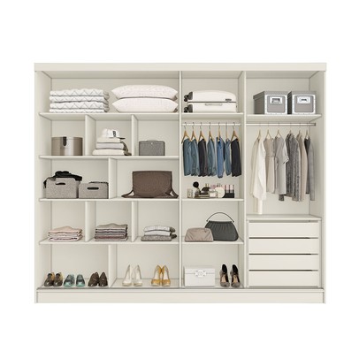 Guarda-Roupa Solteiro Galati 2 Portas 4 Gavetas 100% Mdf com Ripado Off White - Mademarques