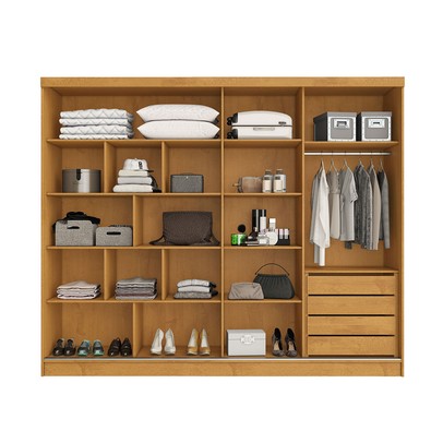 Guarda-Roupa Solteiro Galati 2 Portas 4 Gavetas 100% Mdf com Ripado Peroba - Mademarques