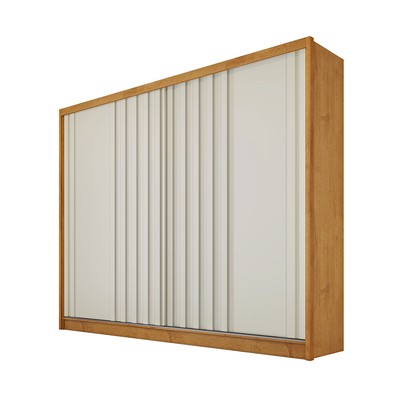 Guarda-Roupa Solteiro Galati 2 Portas 4 Gavetas 100% Mdf com Ripado Peroba/Off White - Mademarques