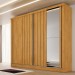 Guarda-Roupa Solteiro  Galati 2 Portas 4 Gavetas com Espelho Ripado 100% Mdf Peroba 11874 - Mademarques