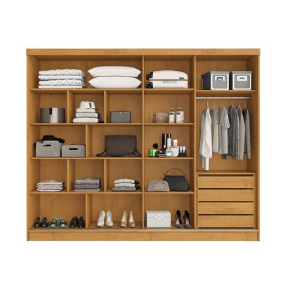 Guarda-Roupa Solteiro Galati 2 Portas 4 Gavetas com Espelho Ripado 100% Mdf Peroba/Off White 11874 - Mademarques
