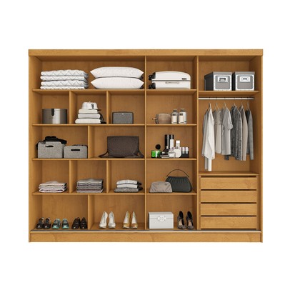 Guarda-Roupa Solteiro Galati 2 Portas 4 Gavetas com Espelho Ripado 100% Mdf Peroba - Mademarques