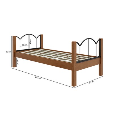 Cama Solteiro Oasis Preto/Nature - Art Panta