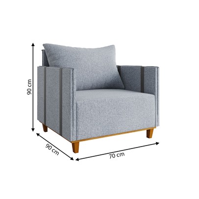 Poltrona Crystal Linho Inox/Chumbo - Vian