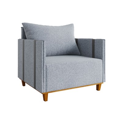 Poltrona Crystal Linho Inox/Chumbo - Vian