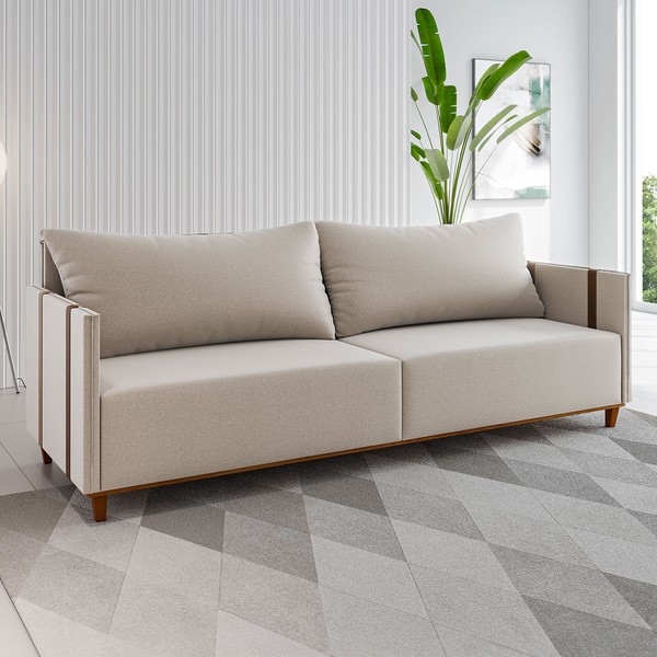 Sofá 3 Lugares Living Linho Bronze Durango - Vian