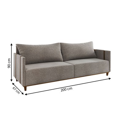 Sofá 3 Lugares Living Linho Kaki Durango - Vian