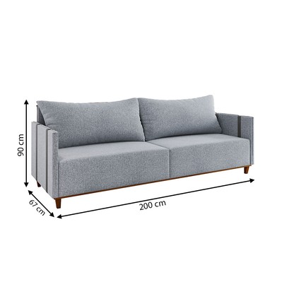 Sofá 3 Lugares Living Linho Inox Chumbo - Vian