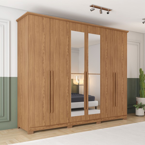 Guarda-Roupa Casal Leblon 6 Portas 6 Gavetas com Espelho Jequitibá - Henn