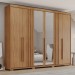 Guarda-Roupa Casal 6 Portas 4 Gavetas com Espelho Flex  Nature - Henn