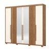 Guarda-Roupa Casal Norton 6 Portas 4 Gavetas com Espelho Flex Nature/Off White - Henn